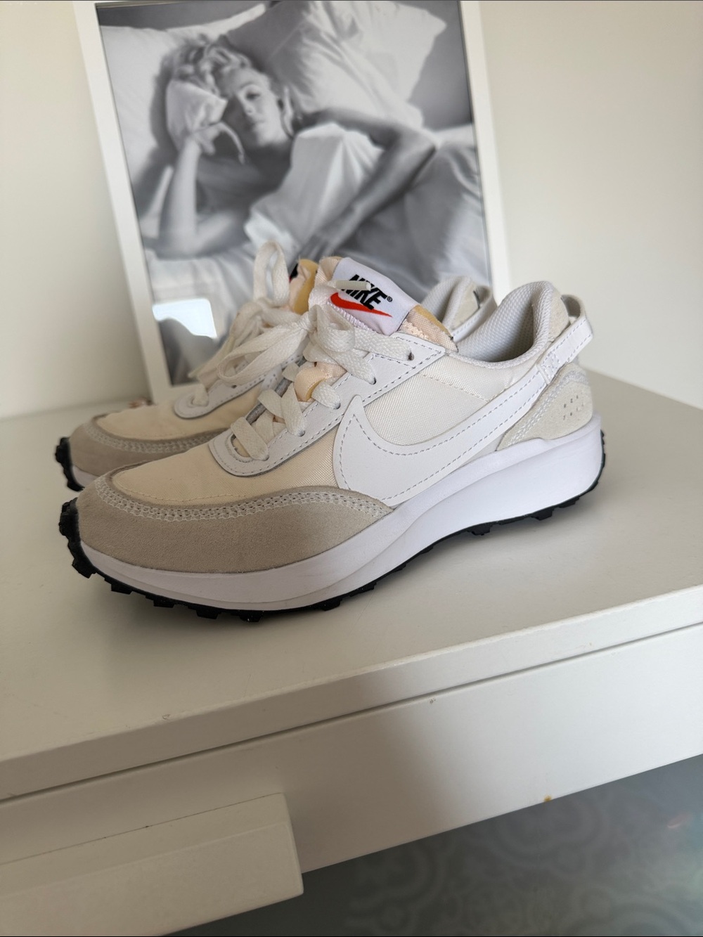 Nike Women’s White & Beige Trail-Style Waffle Sneakers